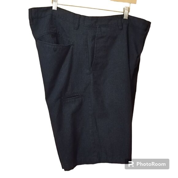 Burnside Shorts Black Micro Plaid Y2K Style Crown Patch Flat Front Sz 38 - Picture 4 of 8